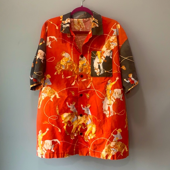 Hand Crafted Other - Vintage men’s cowboy novelty western handmade button shirt